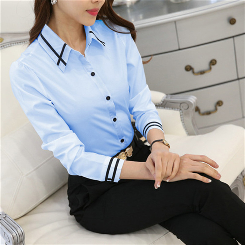 Femmes bureau dame chemise femme en mousseline de soie mince Blouse décontracté à manches longues chemises dame Style hauts vêtements Blusas