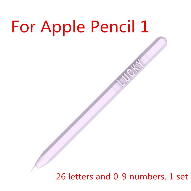 Cute Candy Color Silicone Case For Apple Pencil 2/1 For iPad Tablet Touch Pen Funny DIY Letter Number Protective Cover: purple For pencil 1