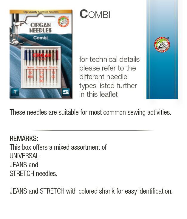 10pcs/pack ORGAN Home Sewing Machine Needles For Jeans Universal&amp; Super Stretch Various Purposes Combi Pack Needle