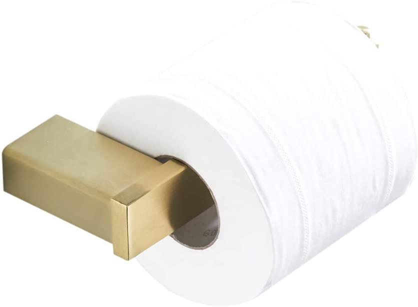 Juego de accesorios de baño con acabado dorado cepillado, gancho para toalla, soporte para papel higiénico, anillo para toalla, barra de acero inoxidable montada en la pared: Toilet Paper Holder
