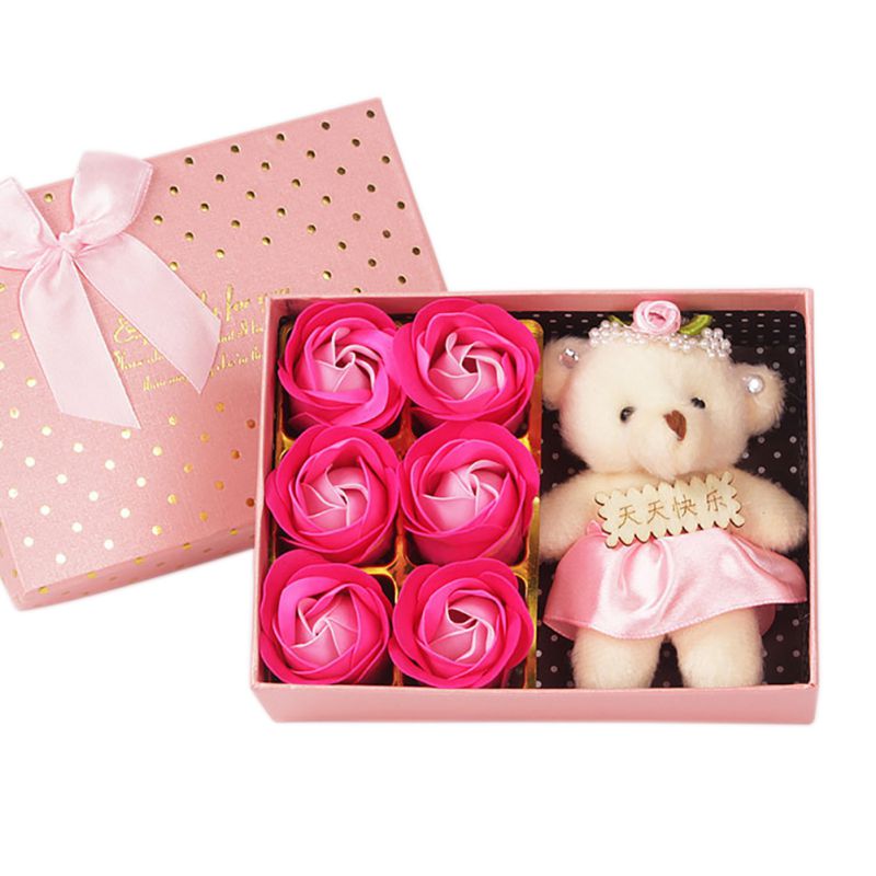 Valentijnsdag rode roos teddybeer roos kunstmatige decoratie kerst voor meisjes vrouwen valentijnsdag zeep: Aj2228p