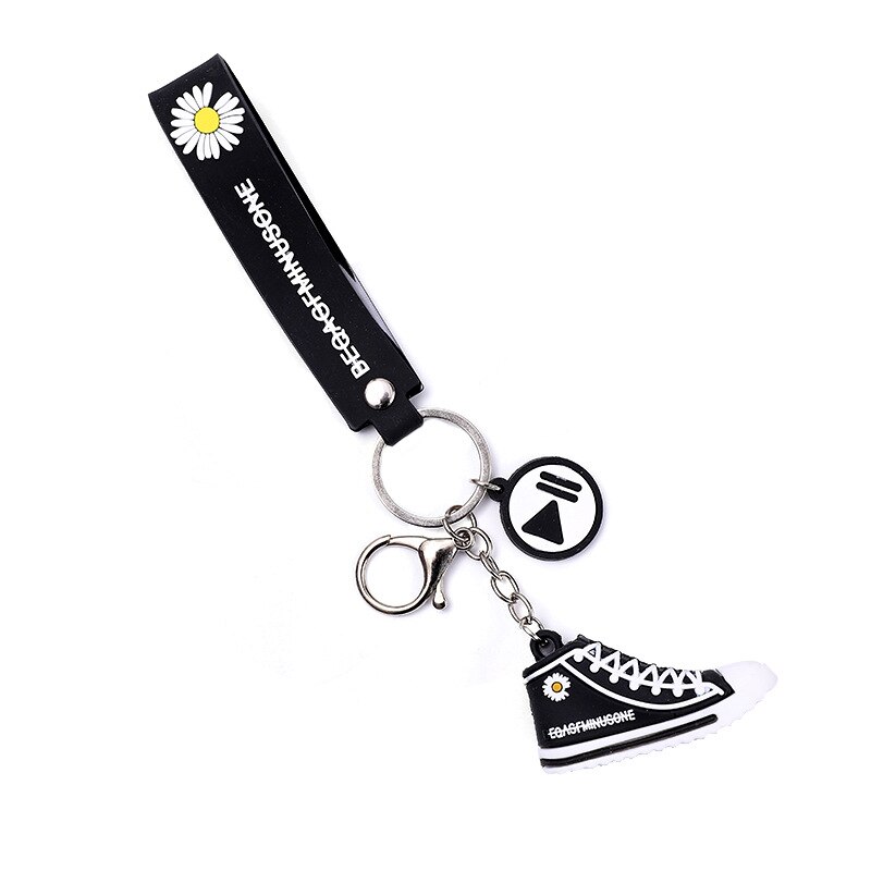 ins explosion models small canvas shoes daisy keychain men and women couples decorative bag lanyard key chain pendant: Light Grey