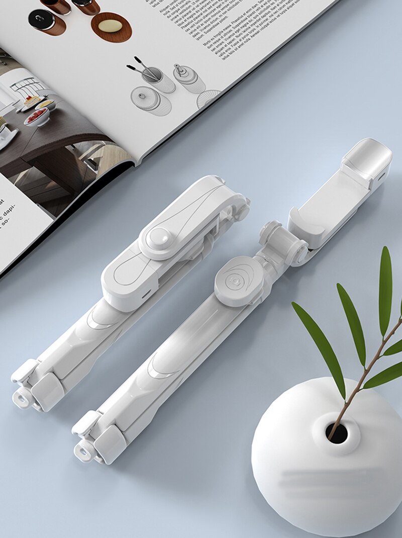 Wireless Bluetooth Selfie Stick Tripod With Fill Light Selfie Shutter Monopod Live Broadcast Phone Holder Tiktok: white