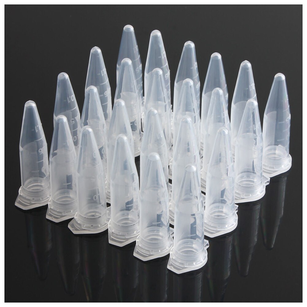 -100PCS 1,5 ml laboratorio Mini tubo de ensayo plástico centrífuga Vial Snap Cap 42x11mm transparente