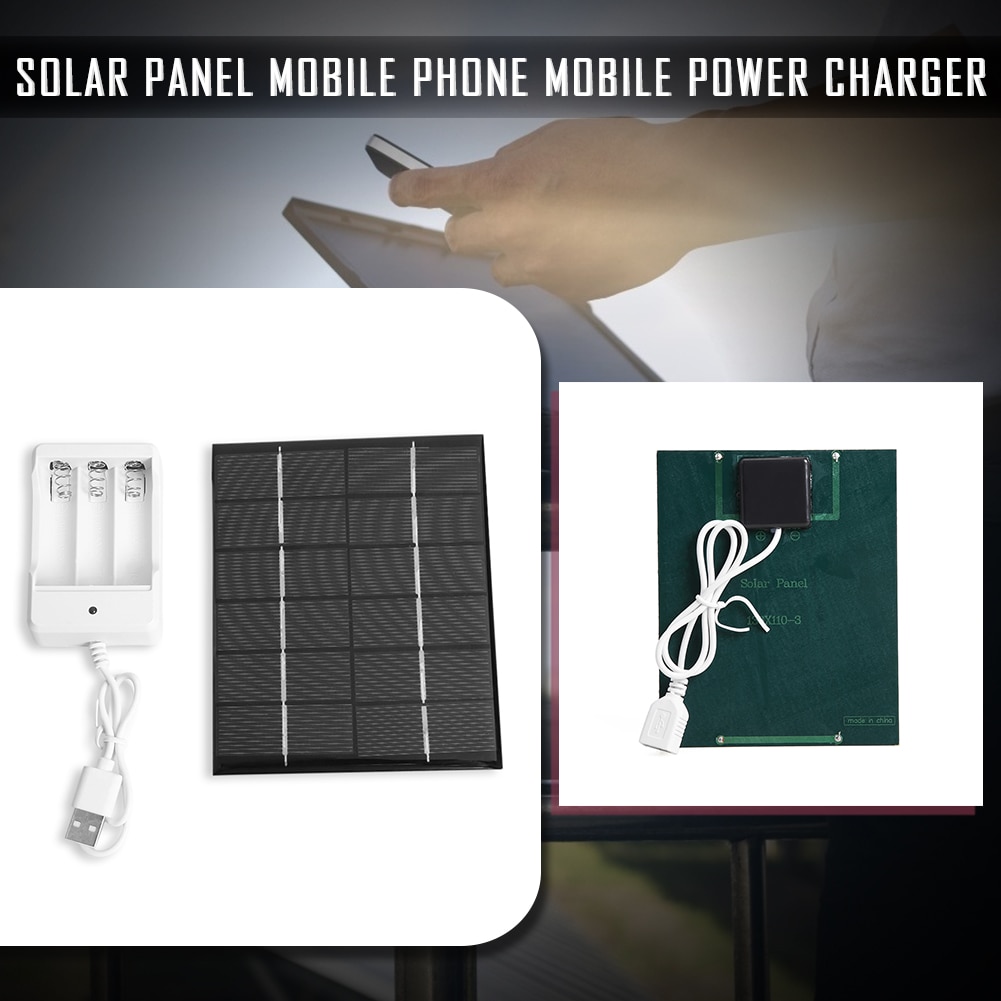 3-Slot AA Rechargeable Battery Charger Smart Phone Portable Flexible Power 2W 6V Output USB Solar Battery Charger