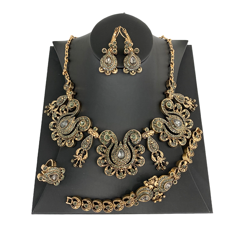 Fashionable Turkish Style Ethnic Jewelry Set Vintage Fancy Flower Jewelry Set Earring Necklace Ring Bracelet Crown Bijoux