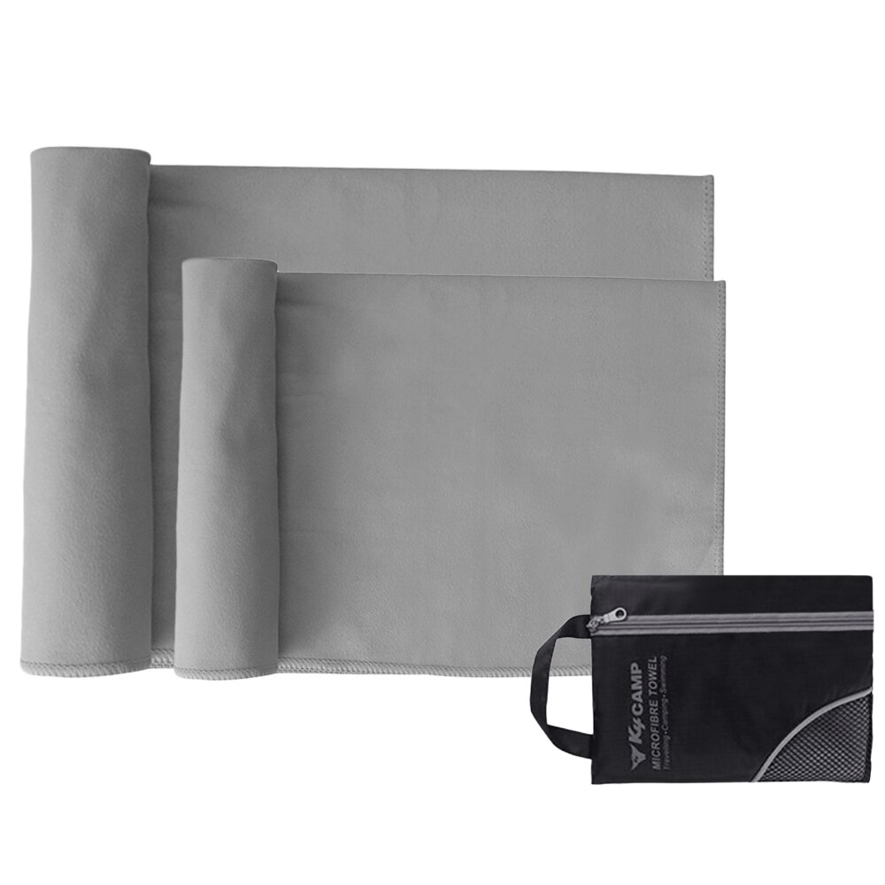 2 stk reisehåndkle sett hurtig tørk mikrofiber badehåndkle håndkle sett for gym sport camping yoga fitness dusj badehåndkle: Grå