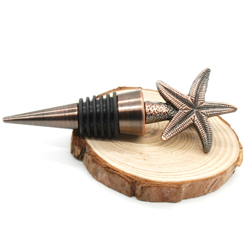 Recién 1 Uds Tapones de botellas de vino de bebidas tapones de botellas de forma de corazón de amor de estrella de mar de vino tapón de sellado MK