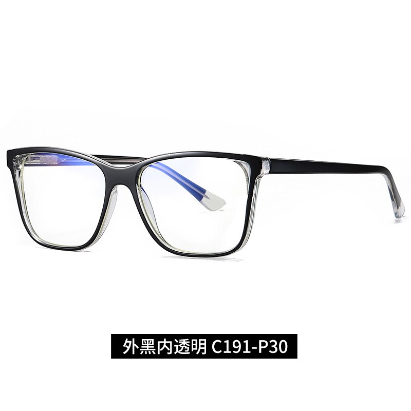 Adult Blue Light Blocking Rectangle Gaming Reading Learning Computer Mobile Clear Eyes Digital Products Glasses: Black clear