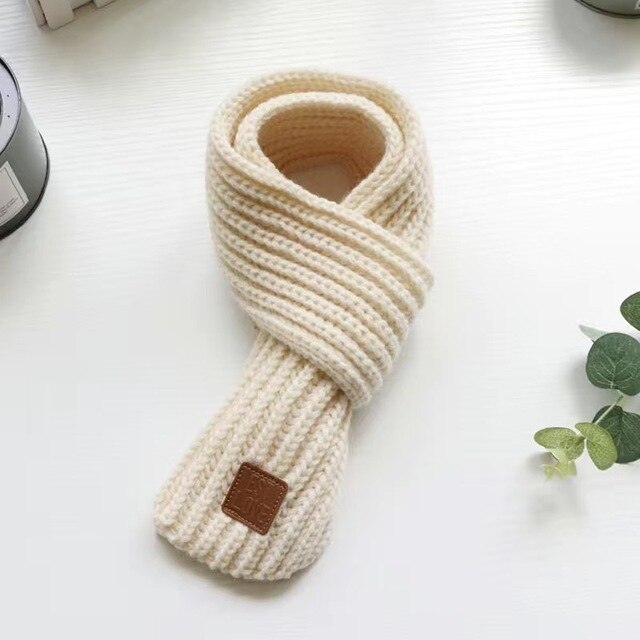 Bufanda de invierno para niños, abrigo de cuello para niño y niña, envoltura de cuello de bebé de lana cálida, cuello de punto para bebé de otoño: beige