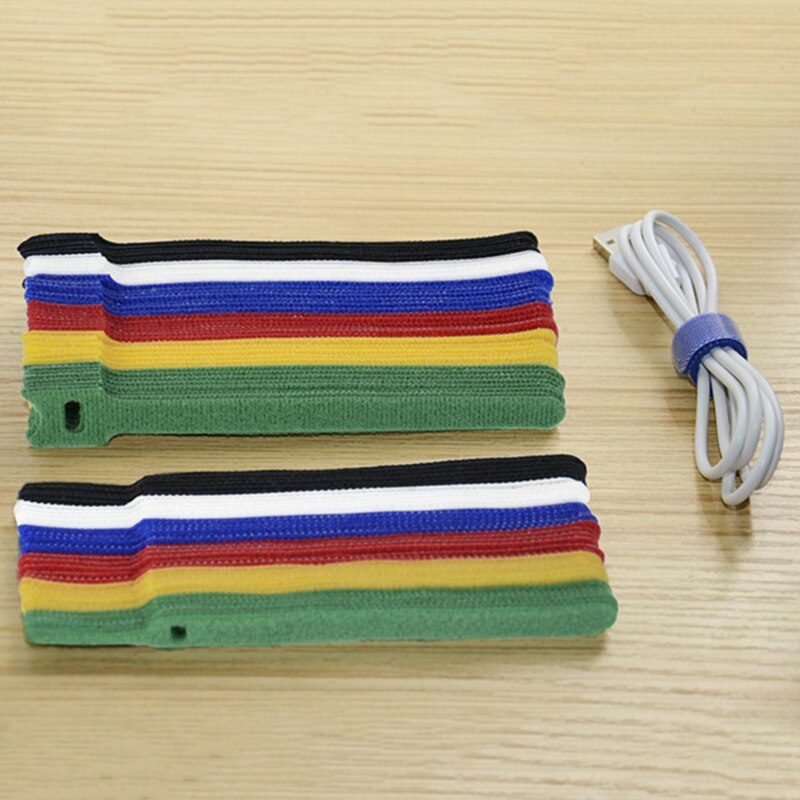 50Pcs/Packaget Type Back-To-Back Effen Kleur Nylon Klittenband Kabelbinder Draad En Batterij Staaf ring Riem Tie Haak Ring