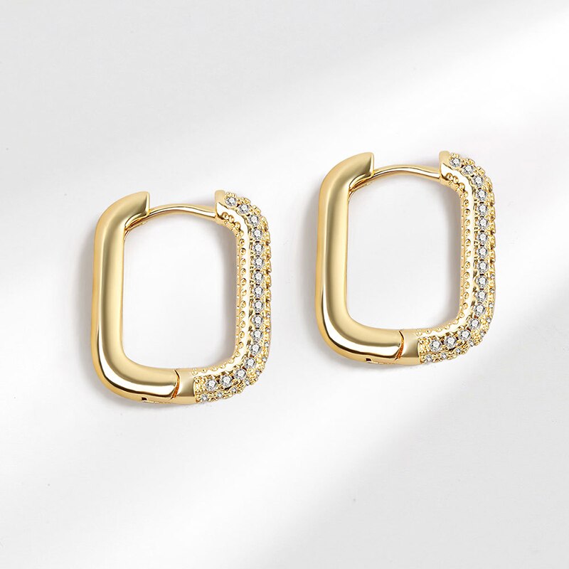 XIYANIKE orecchini a cerchio in zircone quadrato geometrico Color argento per donna moda temperamento nobile personalità di alta qualità: Big