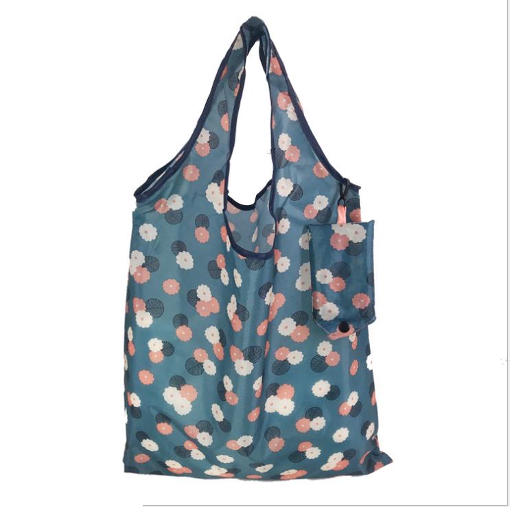 Shopping Bag Floral Print Reusable Foldable High Capacity Portable Eco-friendly Storage Bag: D
