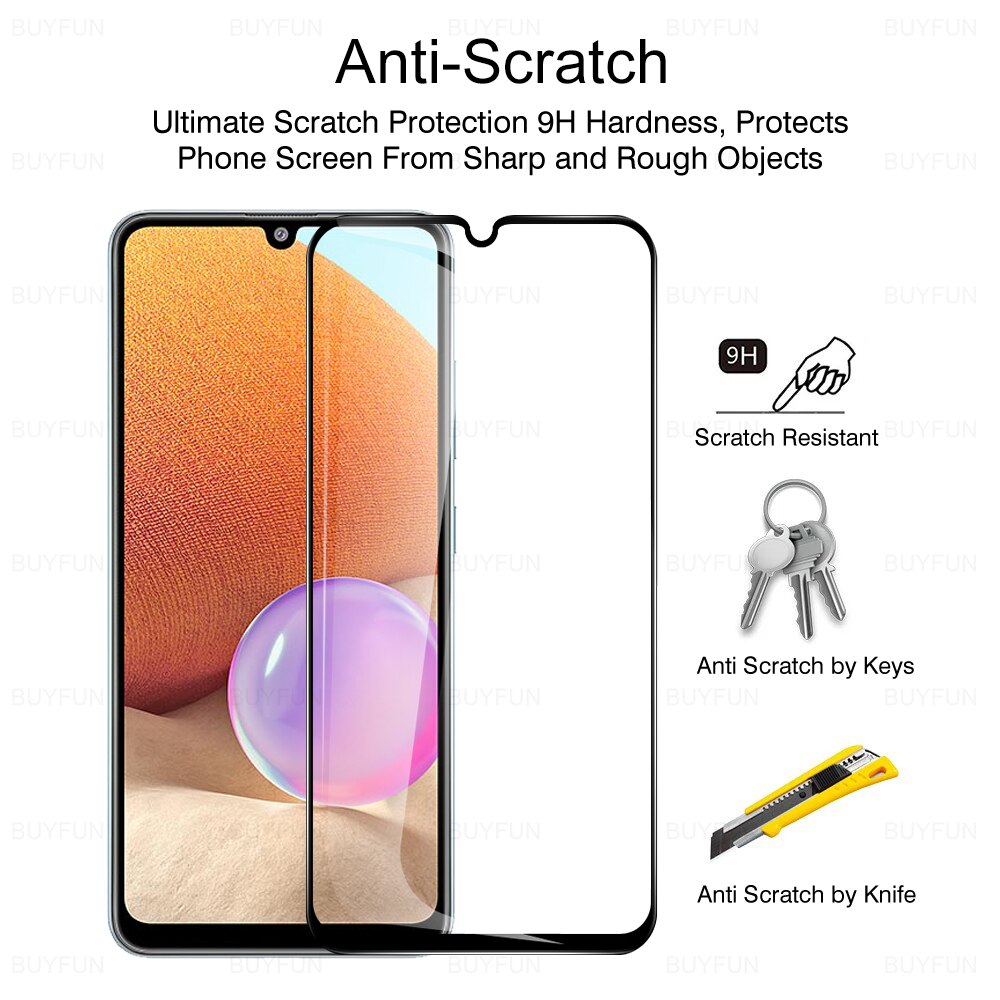 2in1 Gehard Glas Voor Samsung Galaxy A32 4G Volledige Cover Screen Protector Voor Samsung A32 Een 32 A32 Camera lens Beschermende Film