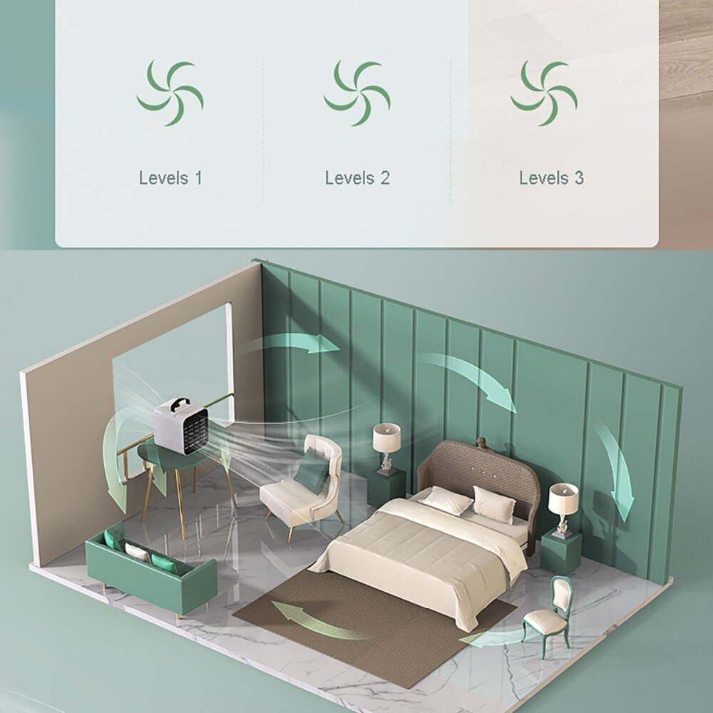 5V Home Mini Portable Air Conditioner 3 Colors Light Conditioning Humidifier Purifier USB Humidification Cooler with Water Tank