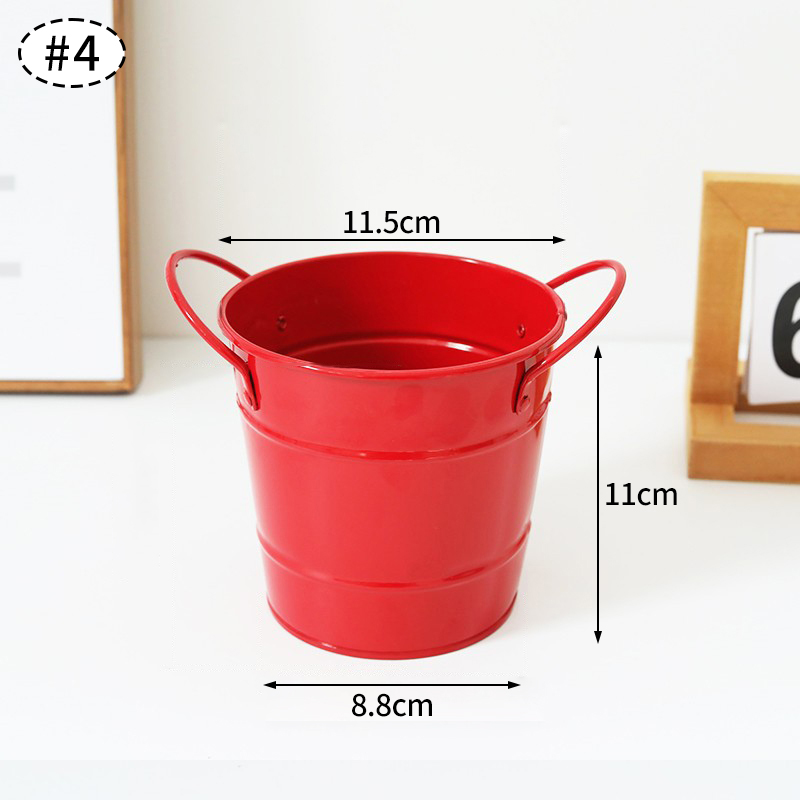 Iron Bucket Box Big Mouth Large Capacity Iron Pen Holder Desktop Flower Pot Arrangement Dormitory Miscellaneous Storage Box: Dark Khaki