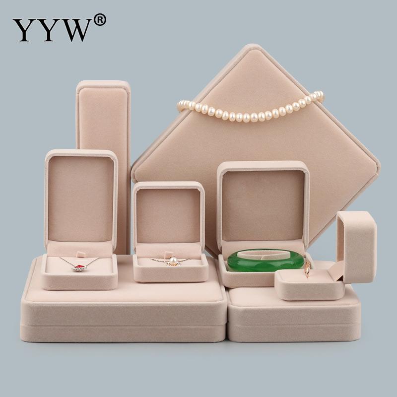 Luxe Roze Fluwelen Sieraden Set Box Armbanden Kettingen Ringen Oorbellen Sieraden Display Verpakking Bruiloft Doos Voor Vrouwen