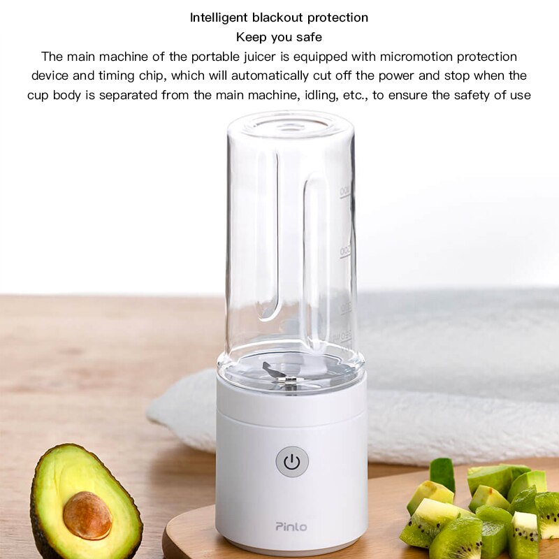 Xiaomi mijia pinlo bærbar blender juicer fruktkopp 350ml mini usb oppladbar høyeffekt stor kapasitet 1800 mah batteri