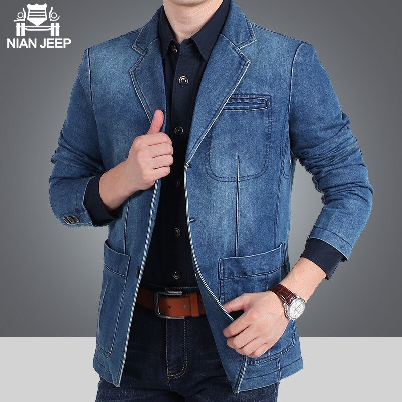 ICPANS Men Denim Blazer Brand Men's denim suit masculino casual outerwear Autumn Winter loose denim suit outerwear XXXXL