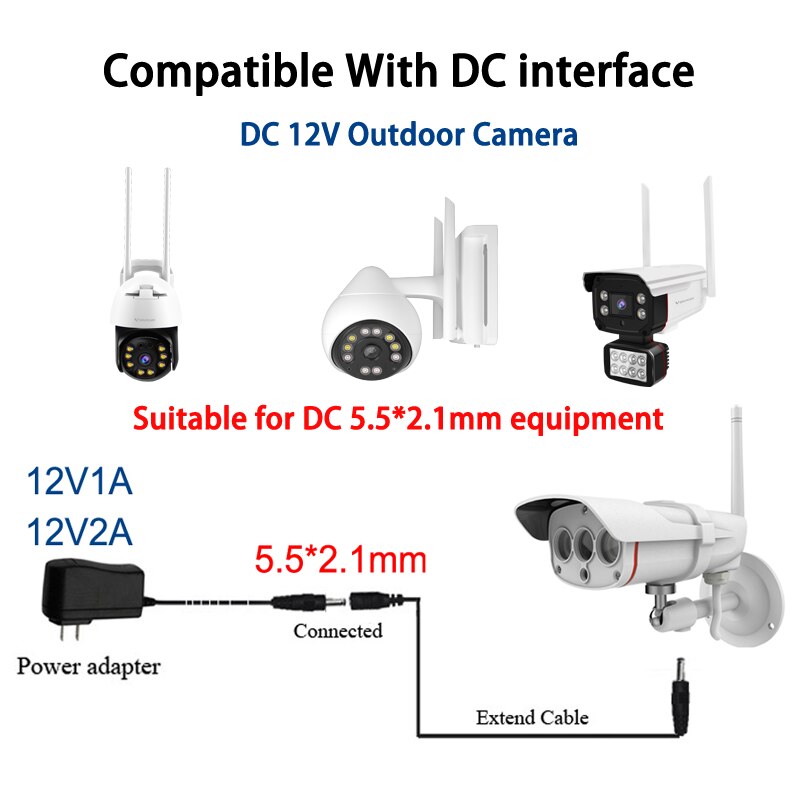10m 5m 3M 1m 5.5*2.1mm DC Power connector Jack Adapter lead 12V cable DC female Male extension external Plug CCTV Camera Router