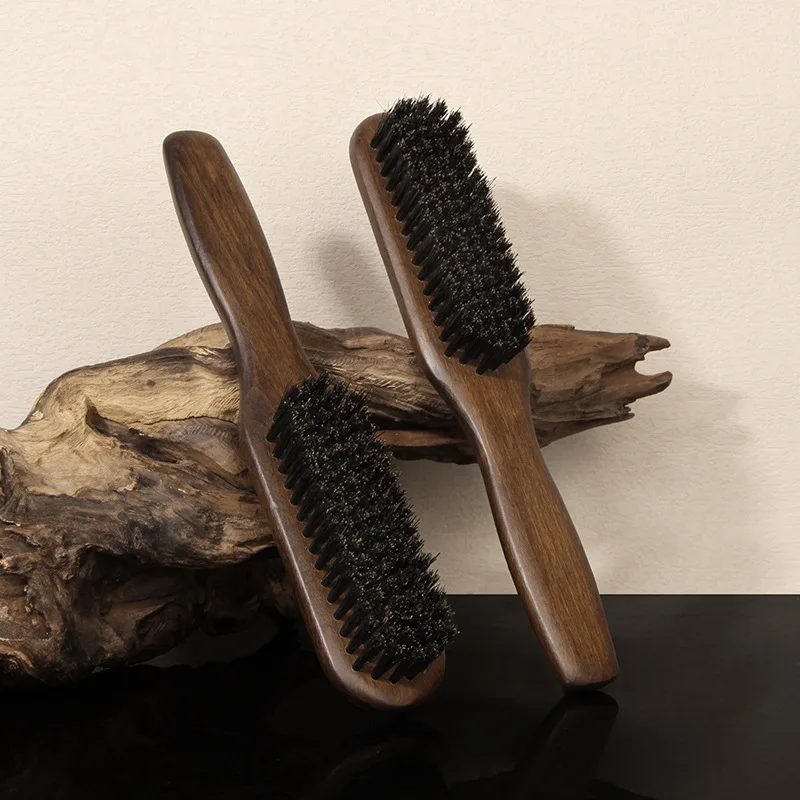 Houten Handvat Varkenshaar Baard Borstel Scheren Tool Haarborstel Houten Gebogen Mannen Baard Scheerkwast Kapper Snor Borstels