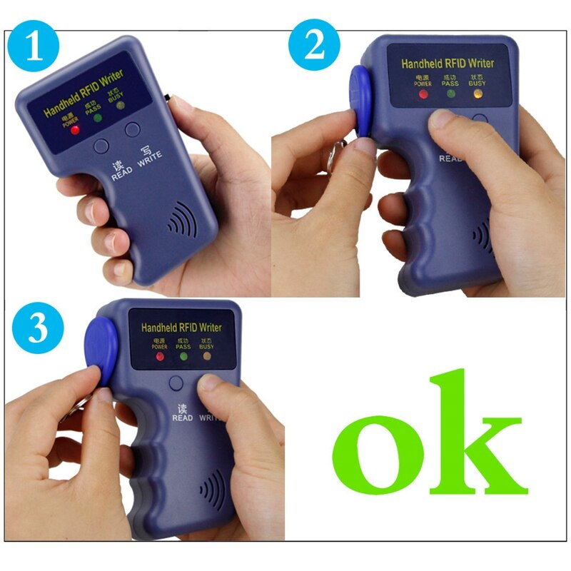 ABKT-Handheld 125Khz RFID Duplicator Key Copier Reader Writer ID Card Cloner Programmer Reader Match with 10 Keys Access Card Re