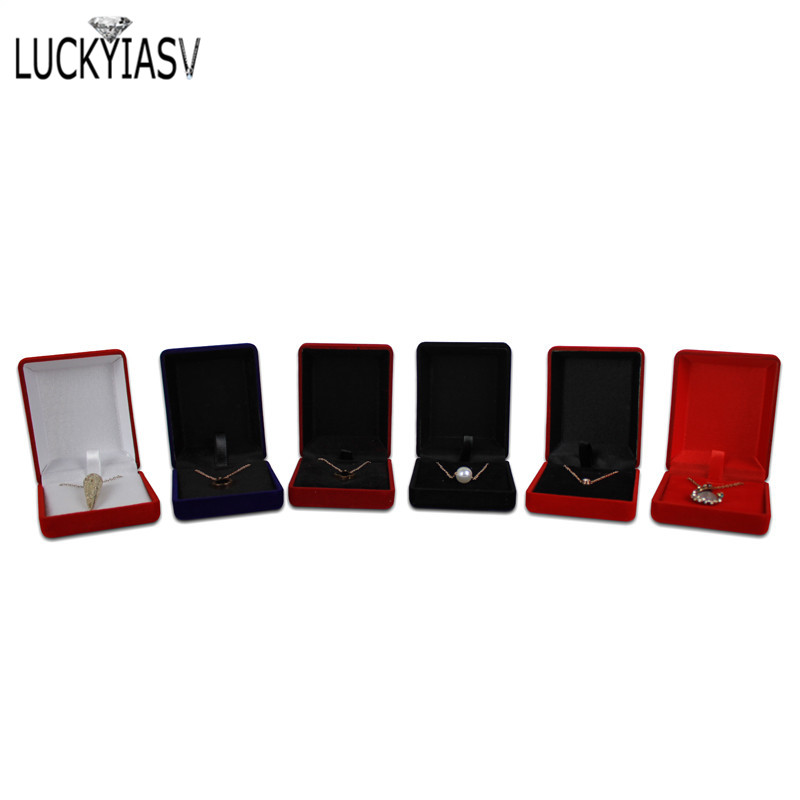 Gros noir velours mariage mariée bijoux collier pendentif boîte Colar boucles d'oreilles bibelot présentoir support organisateur