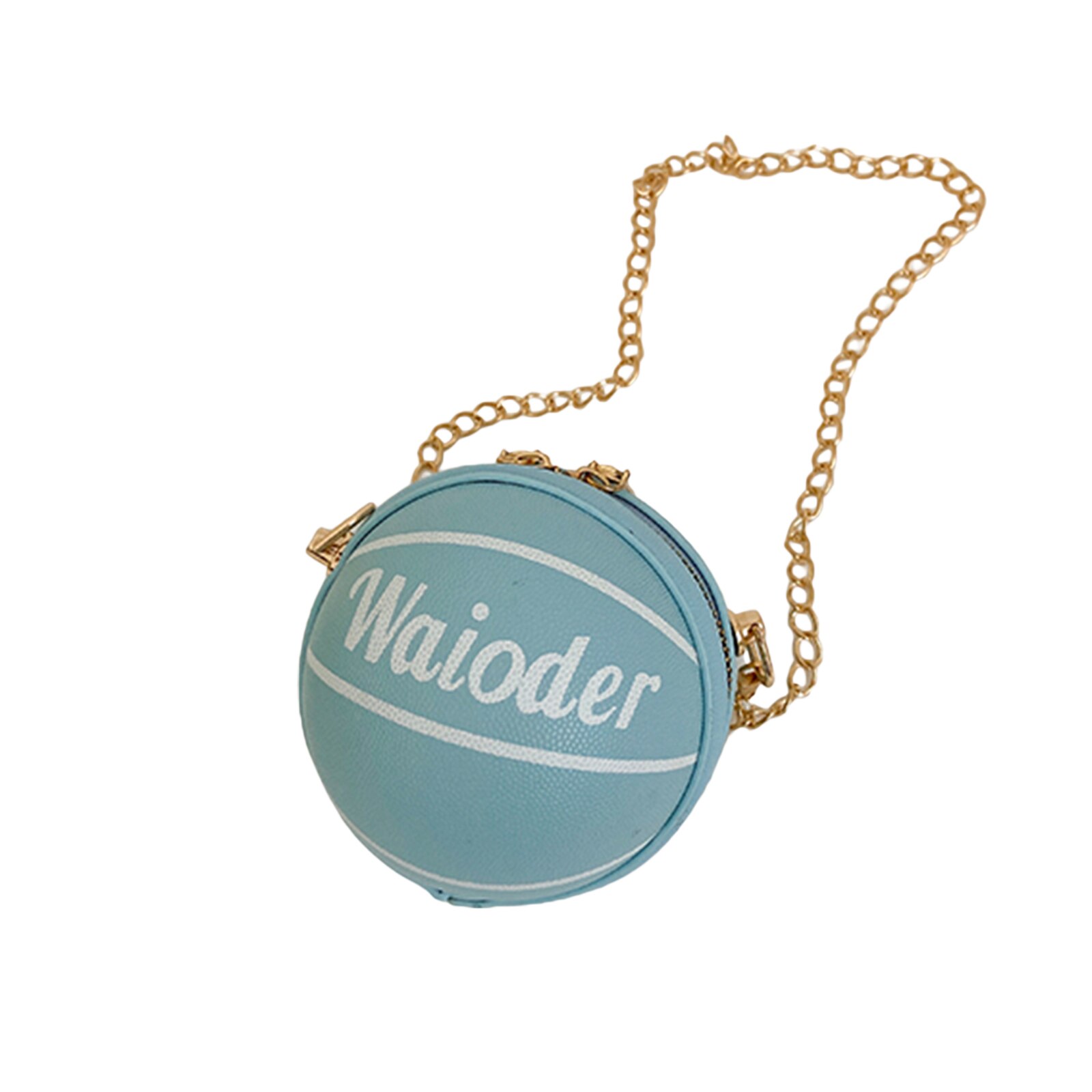 8 Kleuren Kids Schoudertas Lederen Cross-Body Pack Metalen Ketting Riem Reizen Grote Capaciteit Ronde Basketbal Zakken: Blauw