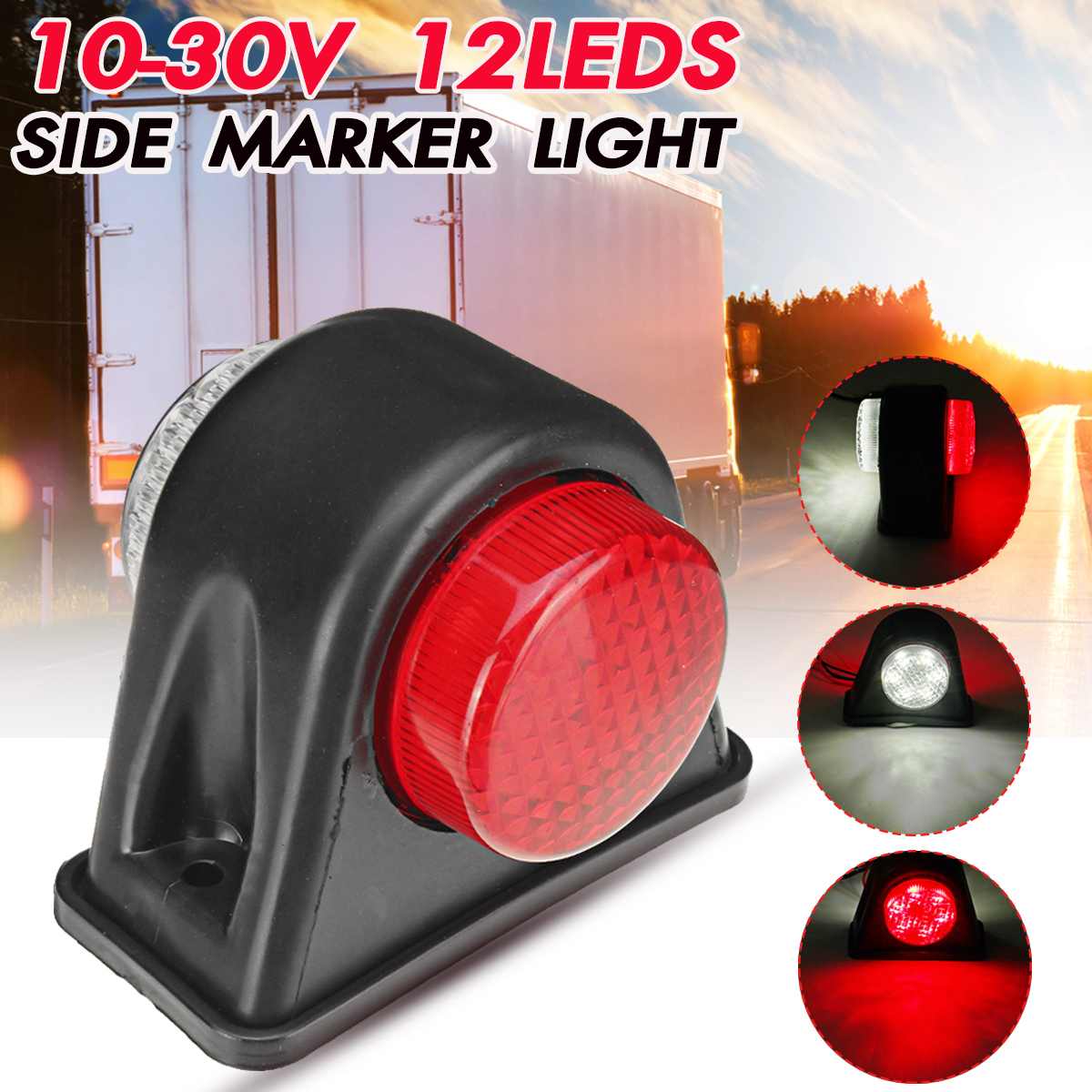 12V 24V Car Truck 12 LED Side Marker Light Double Side Indicator Lamps Signal for Trailer Lorry Van Caravan RV
