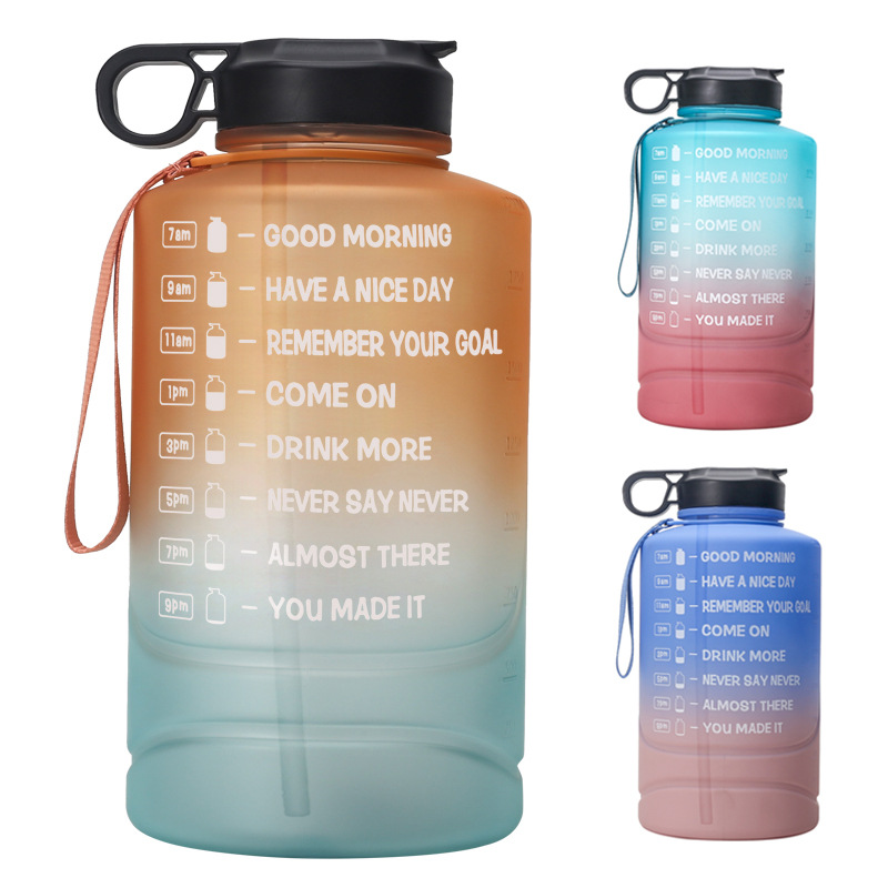 Large Half Gallon Motivational Water Bottle Leakproof BPA Free Tritan Sports Water Jug with Time Marker Ensure You Drink Enough