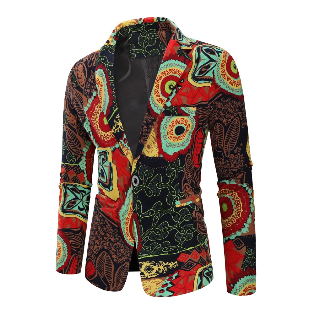 Mens Cotton Linen Blazers Men Suits African Print Casual Slim Fit Jacket Men Suit Terno Masculino Blazers Hombre
