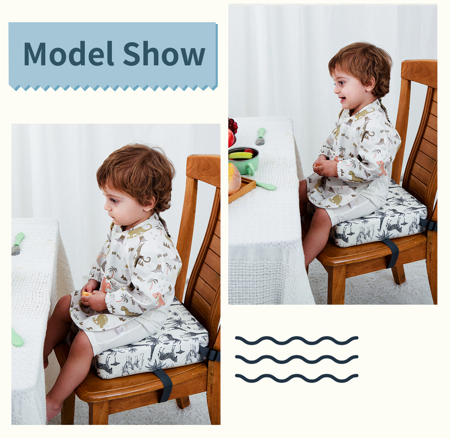 INSULAR Verstelbaar Kussen Kinderen Zitwasmachine Kinderen Stoelverhogers Baby Dineren Verhoogde Binnenzool Verwijderbare Veiligheidskussens