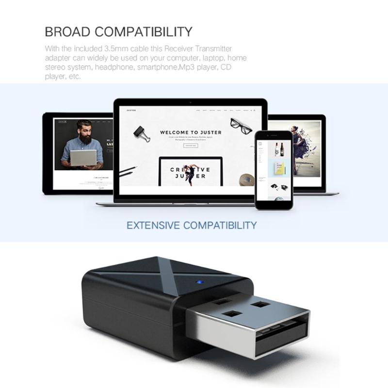 Bluetooth 5.0 modtagende sender aux stereo modtager fm sender 2- i -1 usb interface til bil og tv ter 4 trådløs adapt