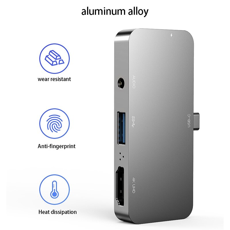 4 in 1 USB Hub Type-C Docking Station HD 4K HDMI USB+PD Charging Hub