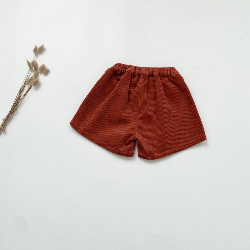 2021 New Winter Kids Girls Shorts albicocca rosso elastico in vita pantaloni in velluto a coste pantaloni per bambini abiti di moda E0529