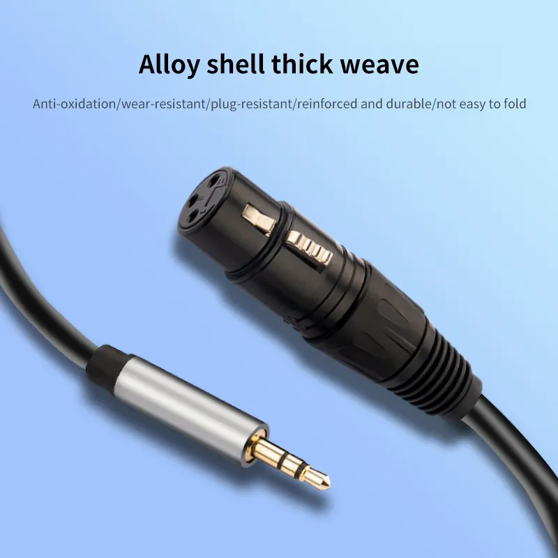 Cable de Audio de XLR a 3,5mm, Cable de Audio analógico equilibrado, conector XLR hembra a AUX de 3,5mm para amplificador de altavoz de teléfono y ordenador