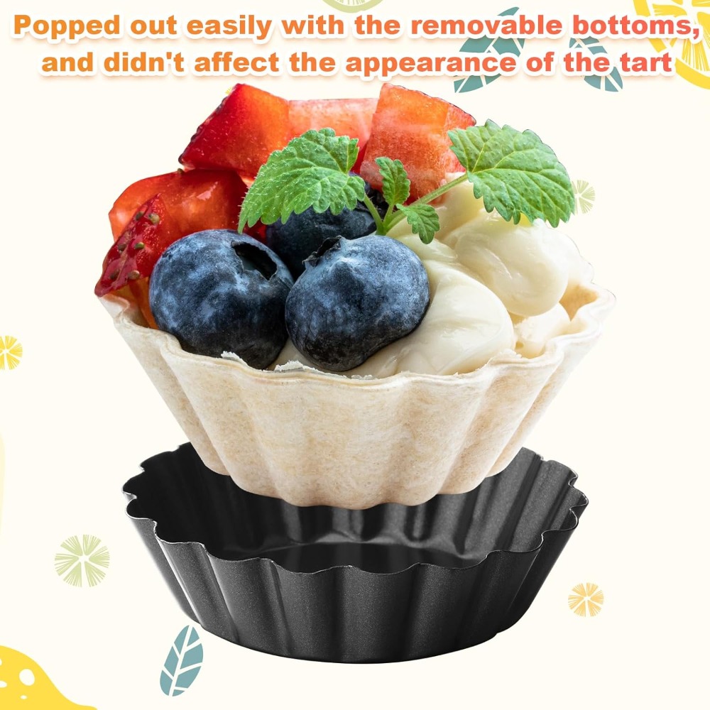 Mini-Törtchenformen, 8 cm, Eier-Törtchenformen mit abnehmbarem Boden, antihaftbeschichtet, kleine geriffelte Cupcake-Dosen, Törtchen, Quiche-Pfanne für Kuchen