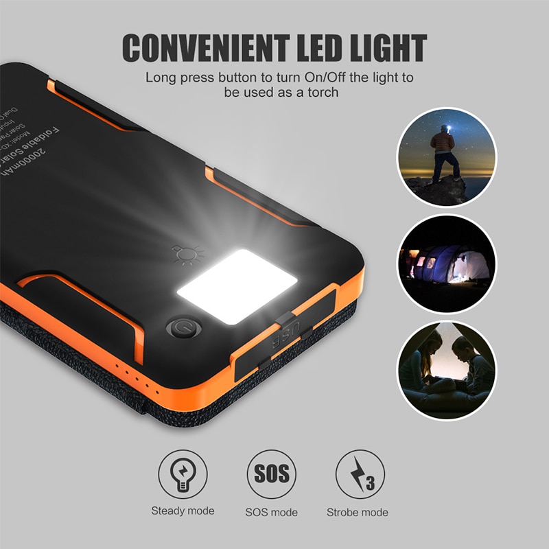 8000mAh Solare Accumulatori e caricabatterie di riserva Pieghevole Caricatore Solare Batteria Esterna di Sostegno Pacchetto Per i telefoni Cellulari Intelligenti Per il iPhone powerbank