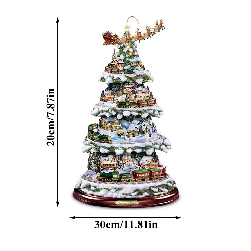 1PC Christmas Tree Rotating Sculpture Train Decorations Paste Window Paste Stickers Pegatinas Christmas Decorations For Home