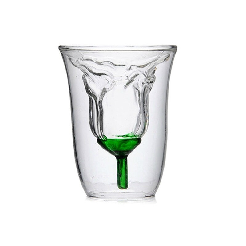 180 ml Bloem Vormige Dubbele Muur Rose Dubbelwandige Hittebestendige Koffie Bier Thee Melk Cup Whisky Glaswerk Bar Cocktail glas: Default Title