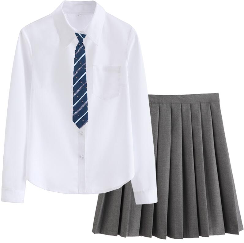 Japanischen GRAU schuluniform JK kurz-hülse o-ansatz ausgestattet taille hemd Japan orthodoxie Shirt falten Felsen JK Uniform einstellen