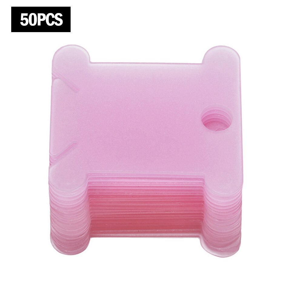 100pcs Embroidery Floss Craft Thread Bobbin Cross Stitch Storage Holder Plastic Sewing Thread Board Card Craft Kit 4cm: Pink 50pcs