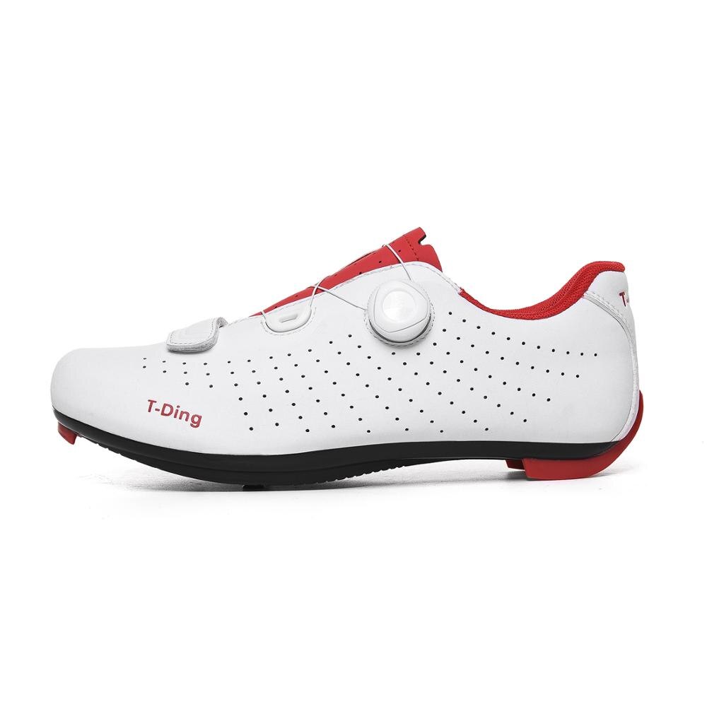 Road Fietsen Schoenen Mannen Racefiets Schoenen Man Fiets Sport Schoenen Zelfsluitende Professionele Ademend Zapatillas Ciclismo: WhiteRed / 41