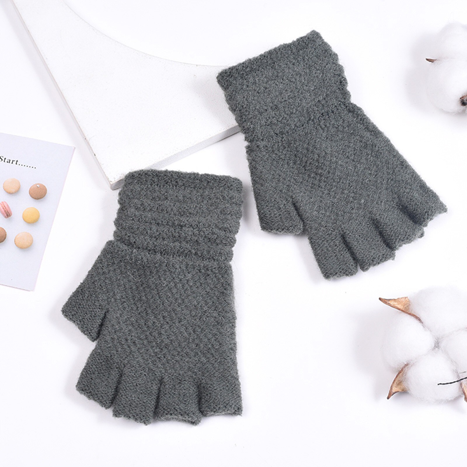 Toddler Baby Girls Boys Winter Warm Solid Knitted Flip Fingerless Mittens Gloves baby kids children winter warm Mittens Gloves: DY