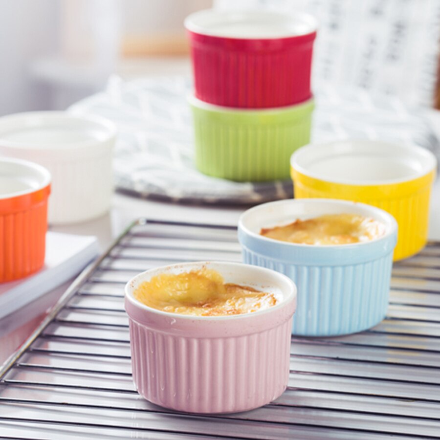 Muzity keramiske souffle skåle 3 stk / sæt porcelæn bageskåle kage kopper dessert skål