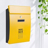 Wall Mounted Outdoor Street Mailbox Stainless Steel Mail Box Apartment Home Garden Letterbox Vertical Locking Post Mailboxes: Yellow