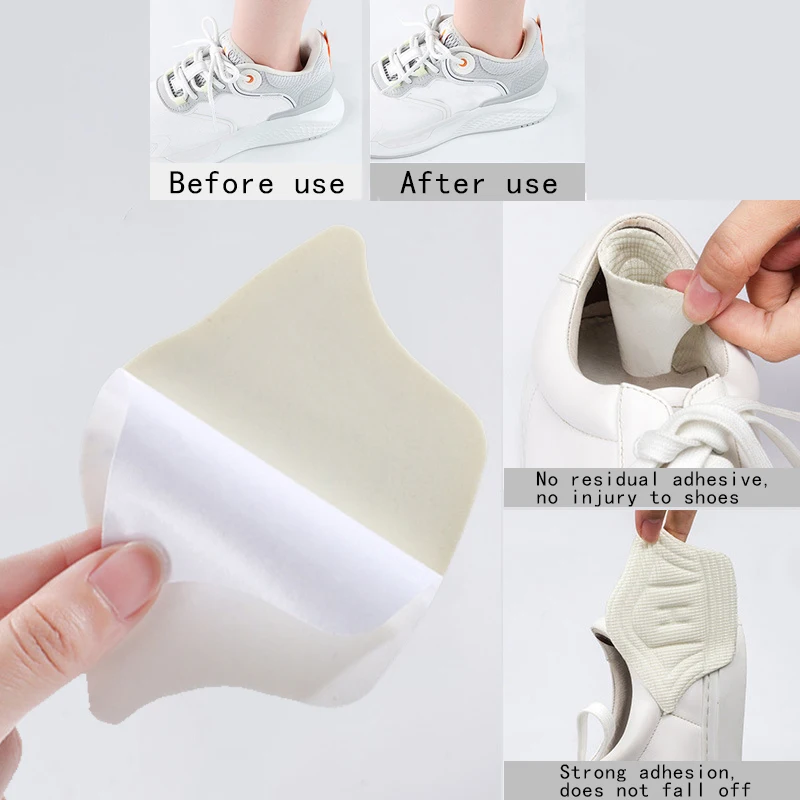 Plantillas adhesivas para zapatos de deporte, 4 Uds., alivio del dolor, almohadilla antidesgaste para pies, Protector de cojín ajustable, plantilla adhesiva trasera