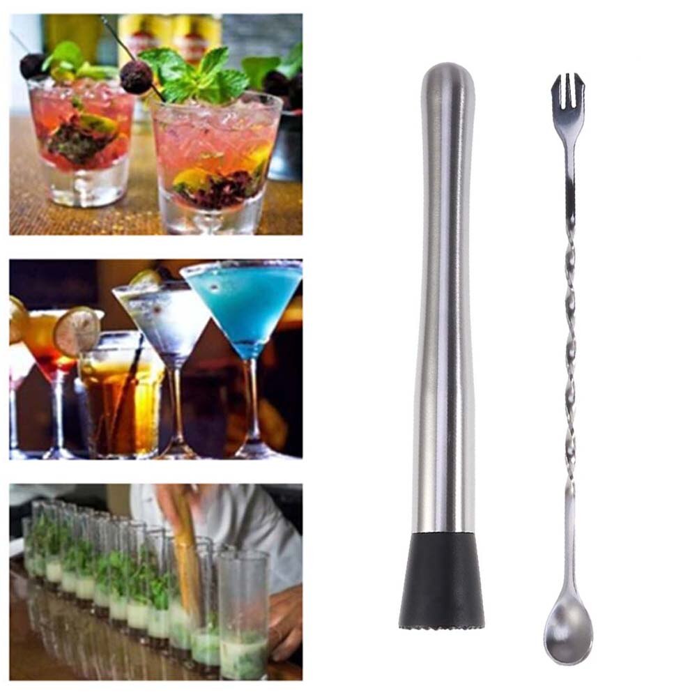 Cuchara mezcladora de cóctel de acero inoxidable, juego de herramientas para Bar en casa, crear Mojitos y otras bebidas a base de fruta