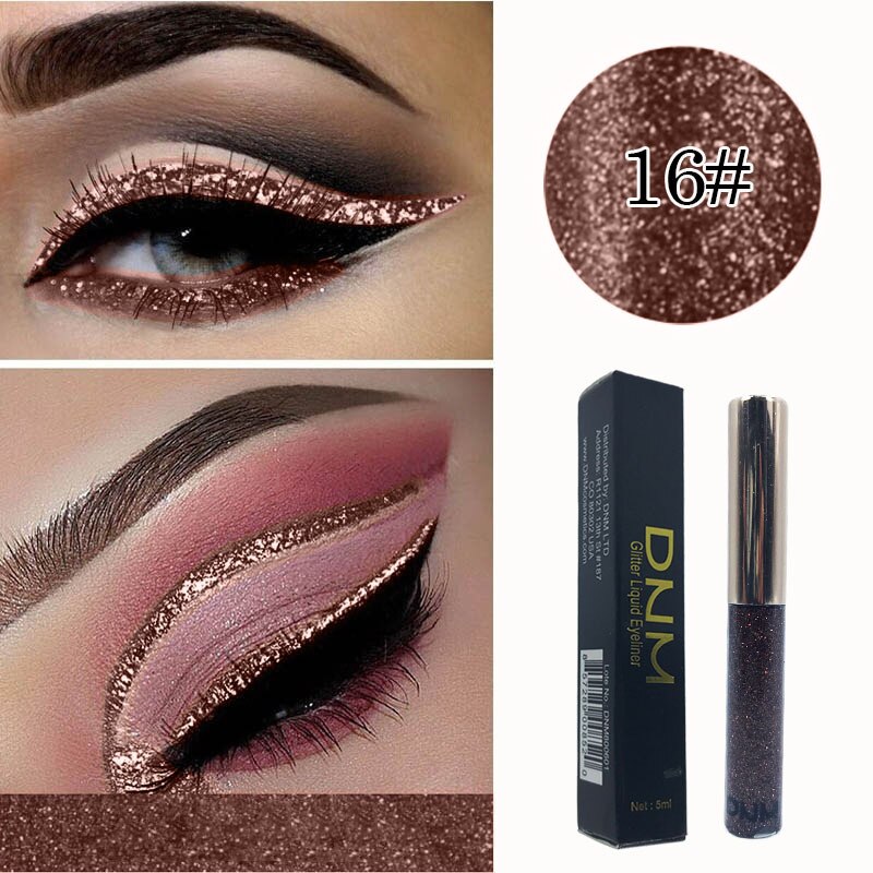 16 farben Bunte Glänzende perlig Pailletten Flüssigkeit Eyeliner-Wasserdichte dauerhaft Strobe Diamant Eyeliner Schönheit machen-hoch TSLM1: 16