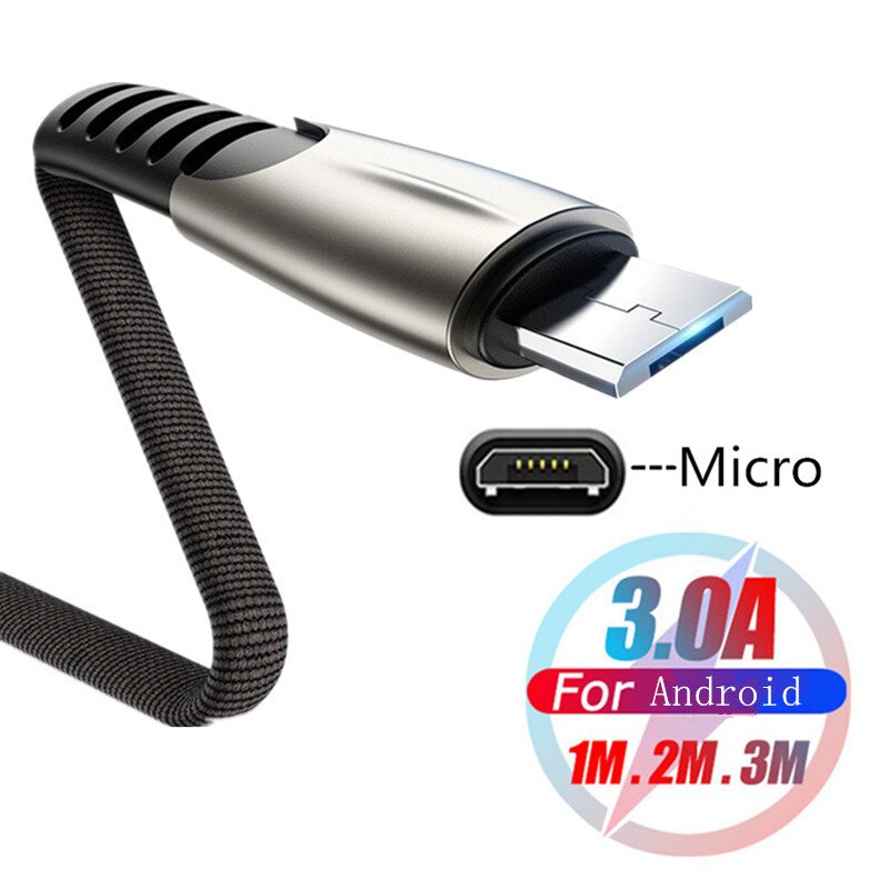 3a micro usb-kabel snellader android mobiele telefoon micro usb oplaadkabel datakabel opladen voor samsung  s7 edge xiaomi redmi note 5